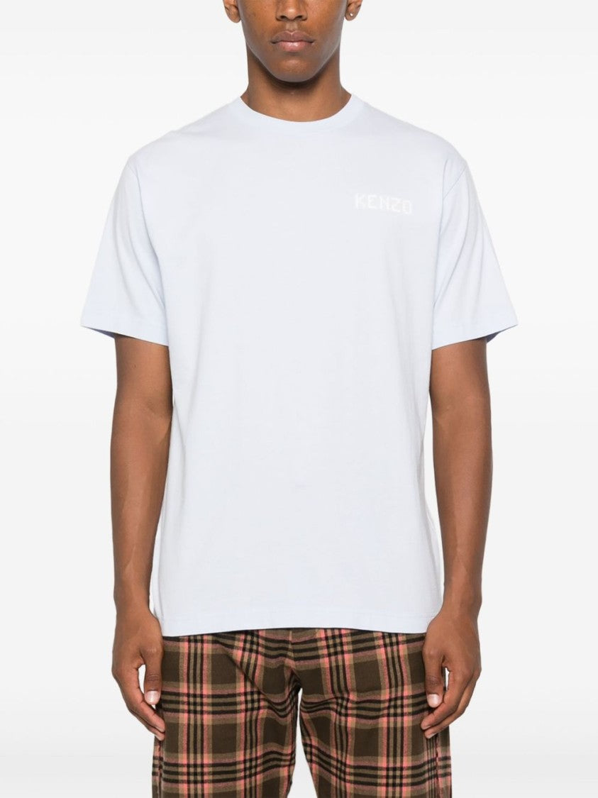 Kenzo Crew Neck T-Shirt In Light Blue Organic Cotton