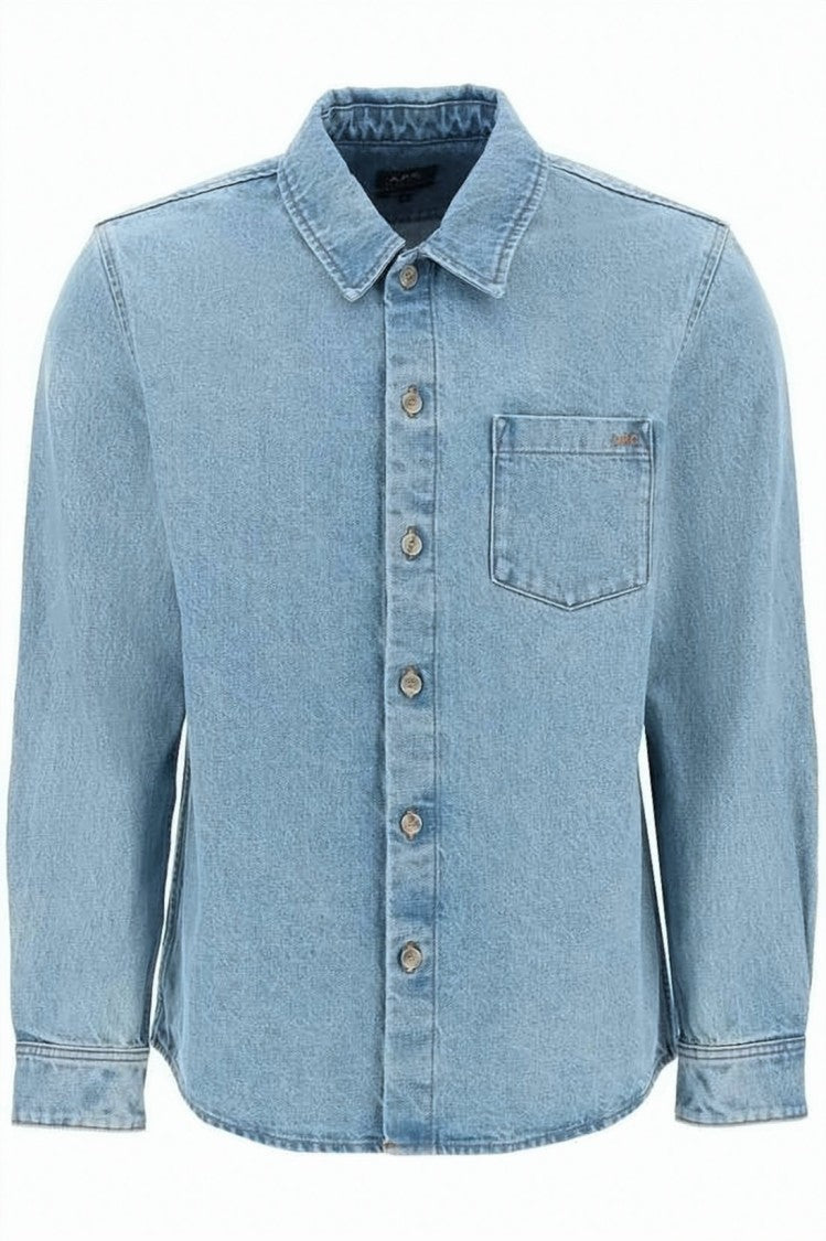 A.P.C. Light Blue Denim Shirt With Button-Down Front