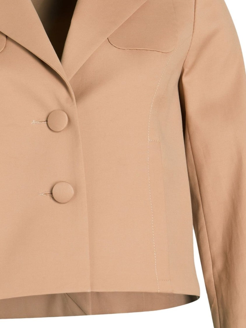 Patou Beige Logo Tag Notched Lapel Jacket