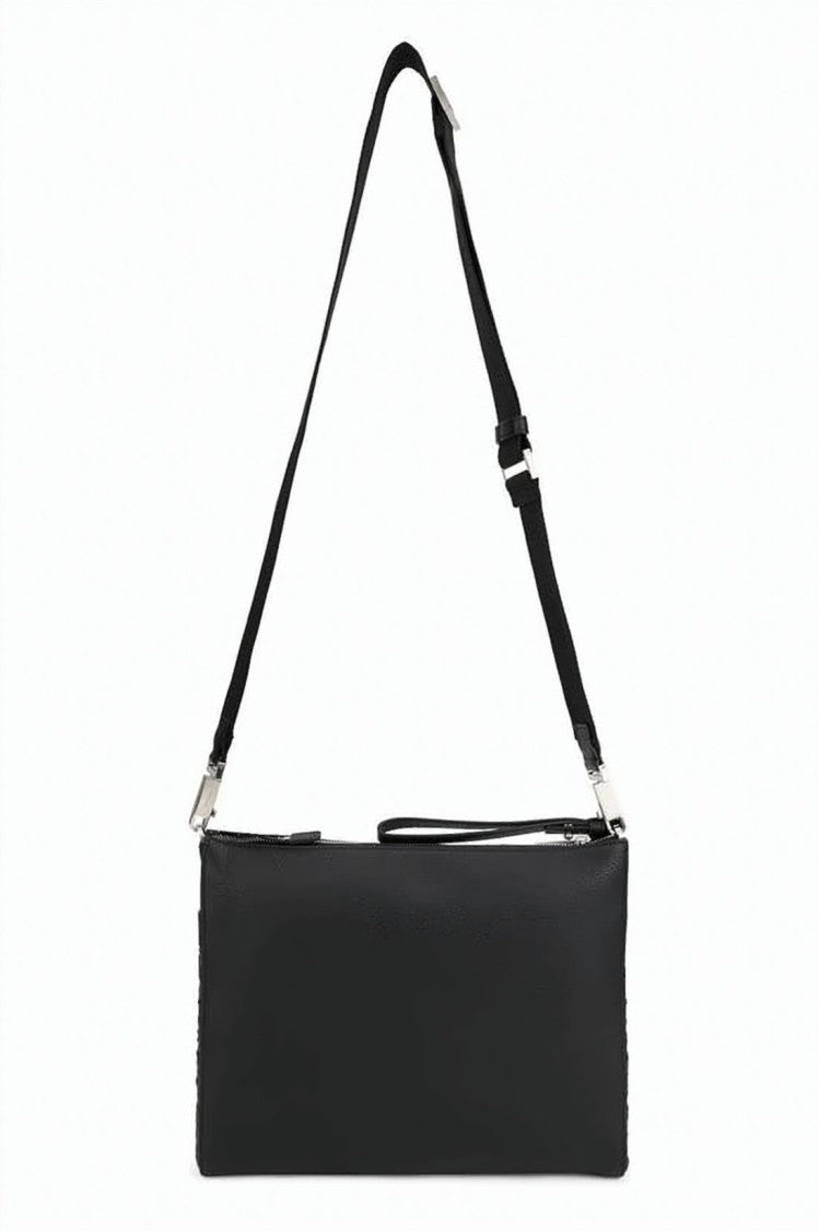 Salvatore Ferragamo Black Embossed Calf Leather Crossbody Bag