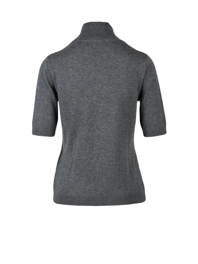 Max Mara Fitted Short-Sleeved Base Layer With High Neckline And Ribbed Trims