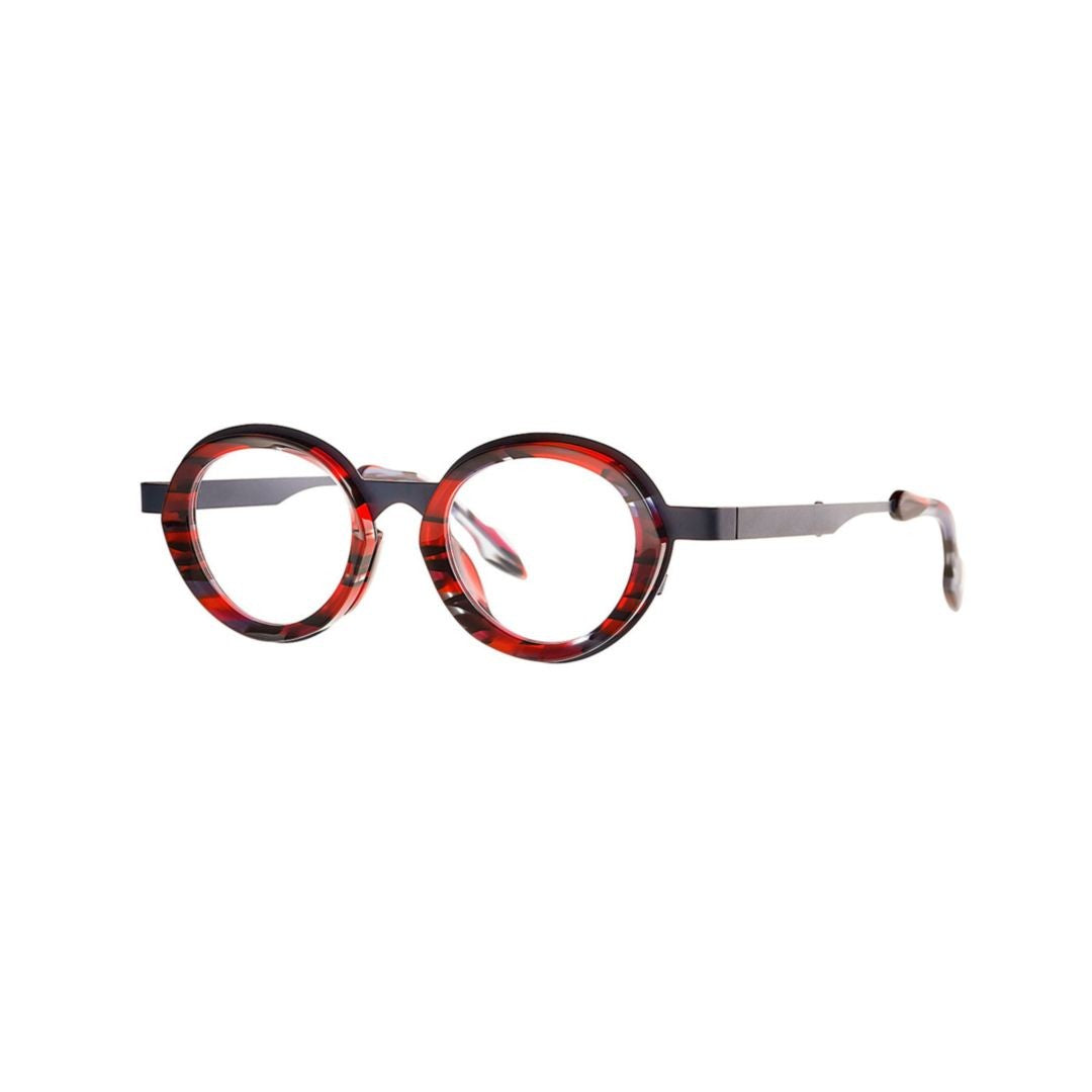 Theo Apple 007 Dark Night + Blue Red Ecail Round Frame Eyeglasses