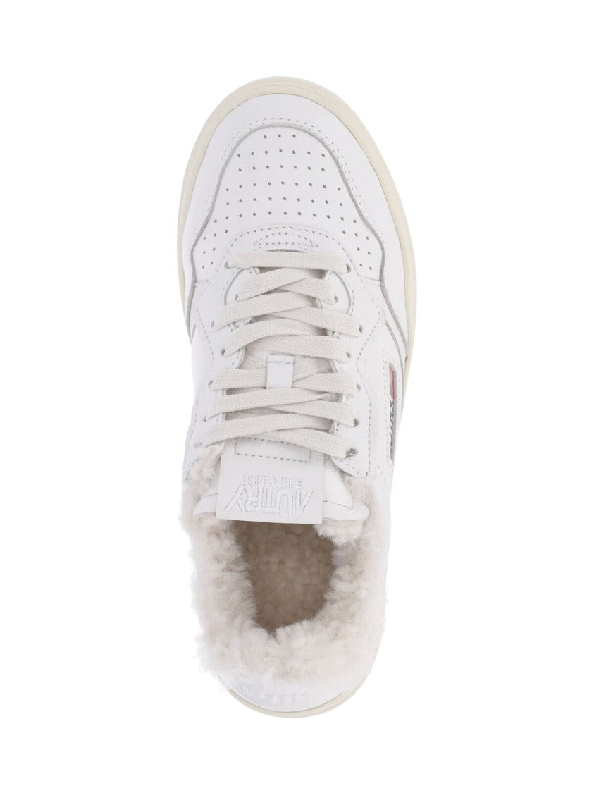 Autry White Goatskin Medalist Low-Top Sneakers