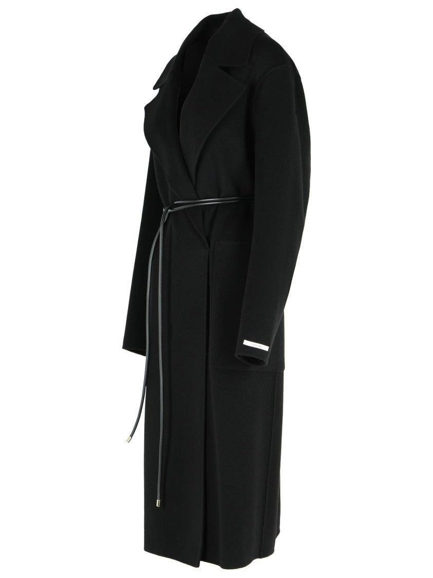 Sportmax Abate' Black Virgin Wool Robe Coat