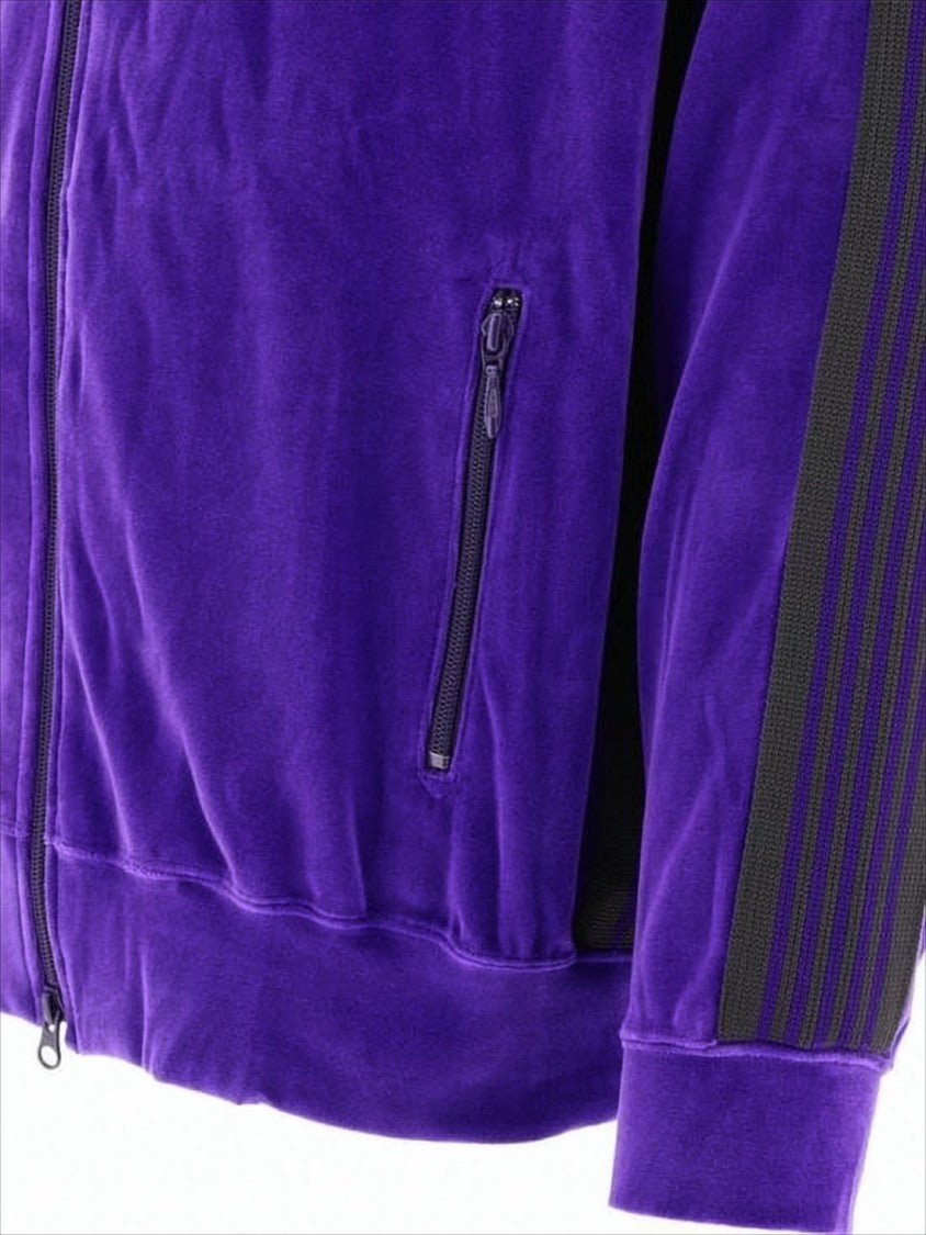 Needles Purple Velour Bomber Jacket With Ribbed Details
