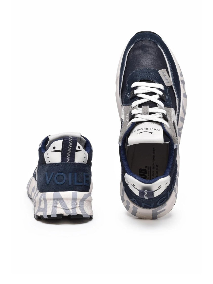 Voile Blanche Blue Patchwork Leather-Blend Sneakers