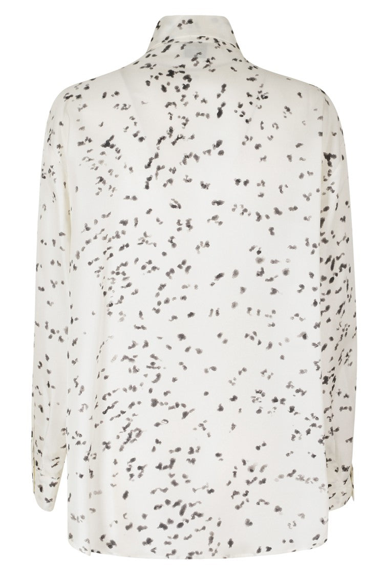 Alysi Cream Speckled Print Silk Shirt