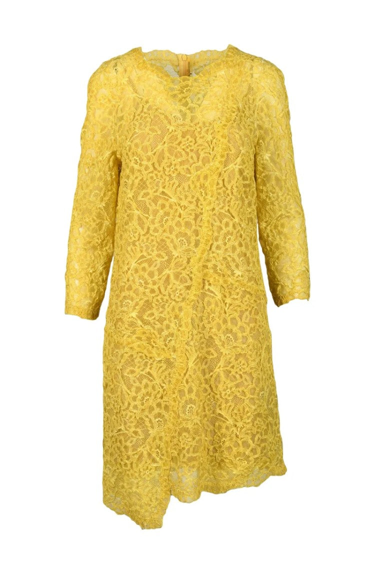 Ermanno Scervino Lace Dress Cotton Polyamide Viscose - Yellow