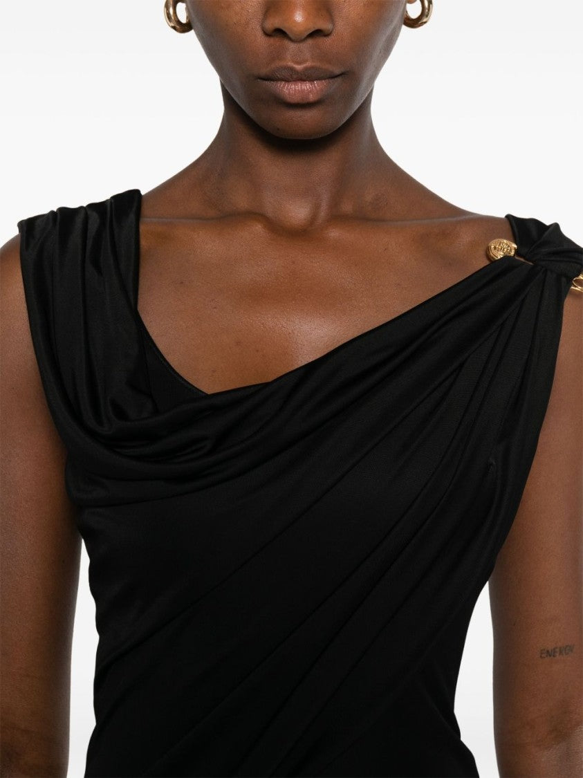 Versace Asymmetrical Jersey Crepe Dress