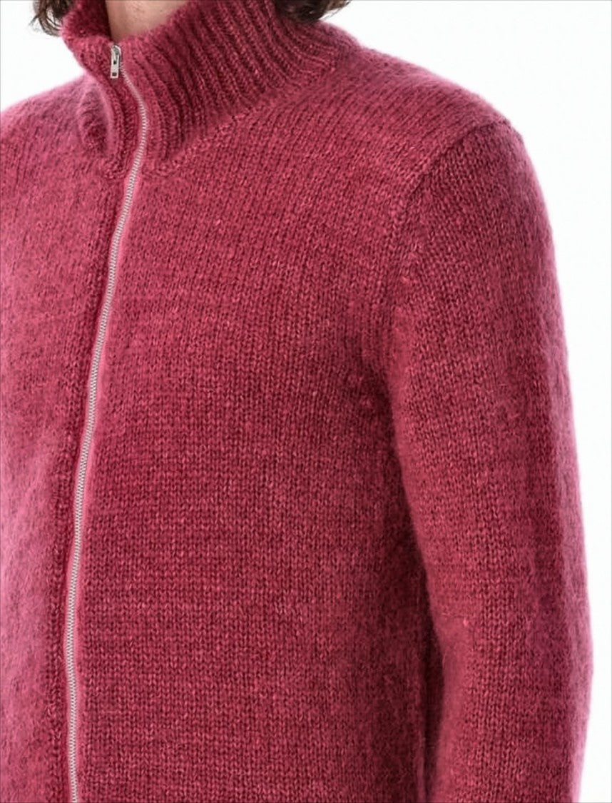 Our Legacy Red Mohair And Silk Blend Zip-Through Jacket