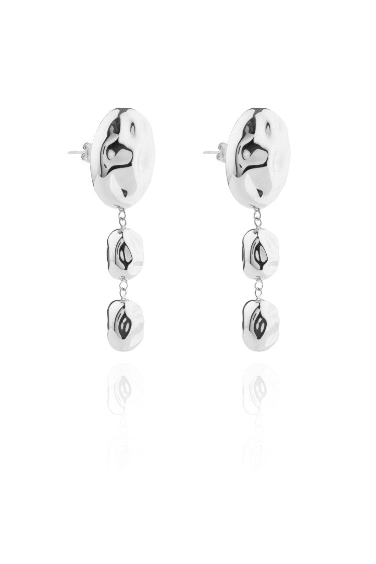 Federica Tosi Silver Stone Platinum-Plated Bronze Earrings
