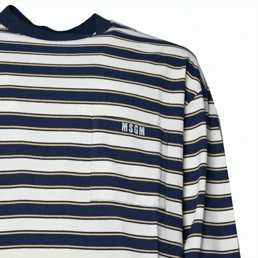 Msgm Navy Striped Long-Sleeve Tee
