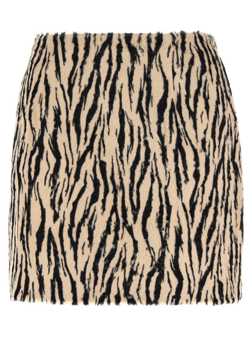 Rotate Birger Christensen Printed Faux Fur Skirt