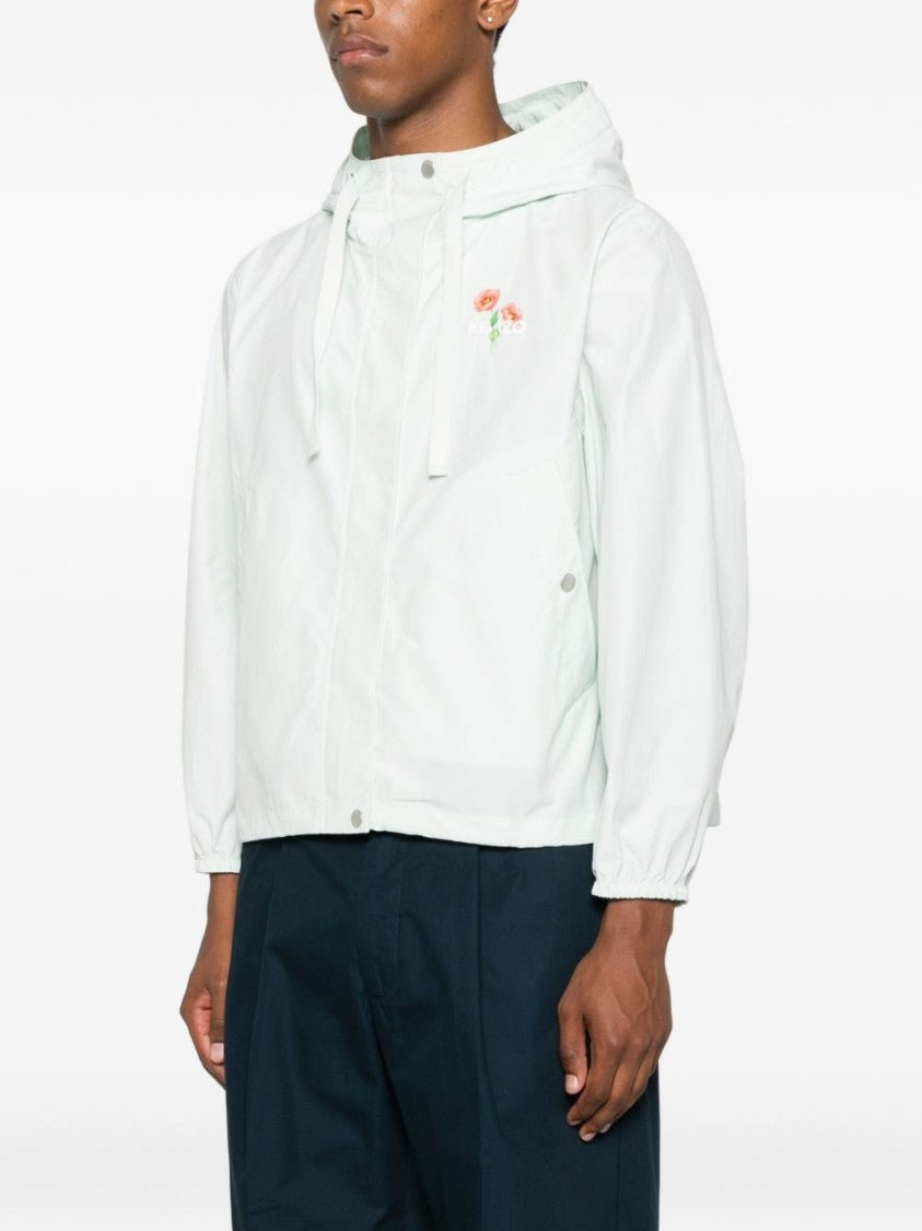 Kenzo Light Green Floral Print Hooded Jacket