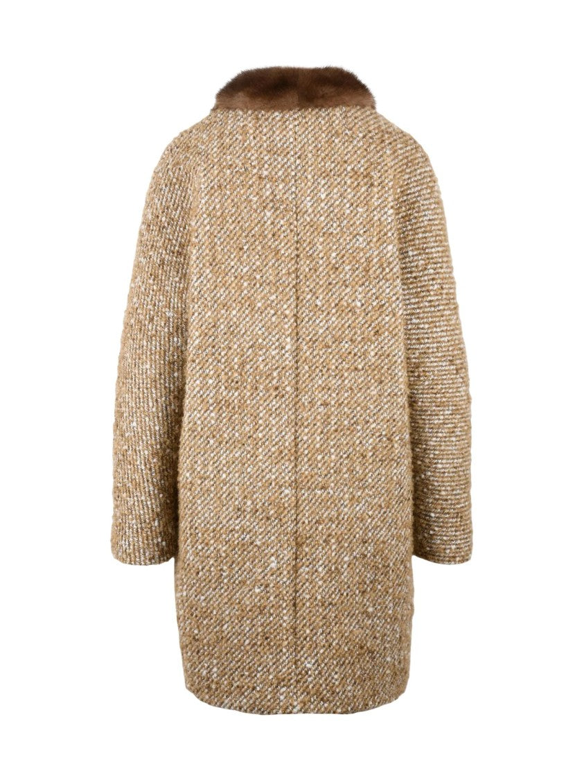 Mouche Beige Virgin Wool Acrylic Polyester Polyamide Coat