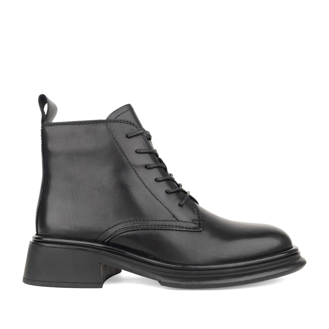 Linda Baumann Black Smooth Leather Lace-Up Ankle Boots