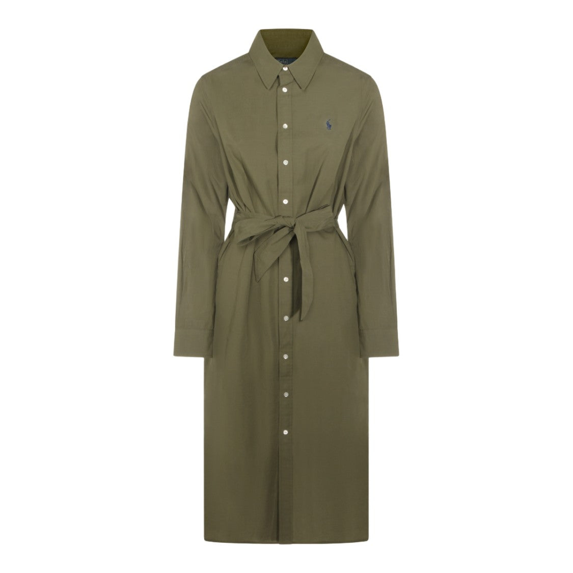 Polo Ralph Lauren Classic Green Shirt Dress With Self-Tie Waist