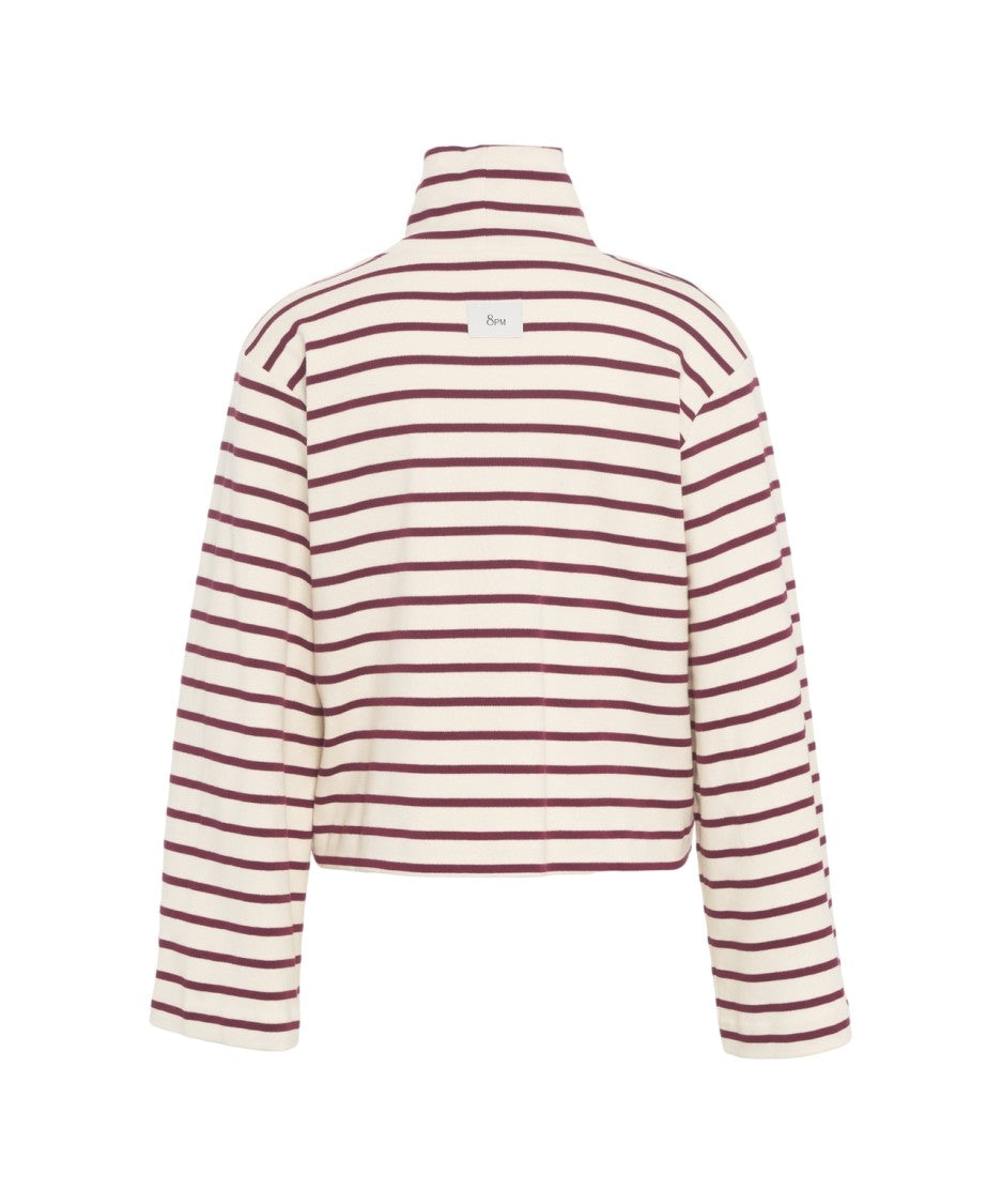 8Pm Cropped Turtleneck Sweater With Contrasting Stripes