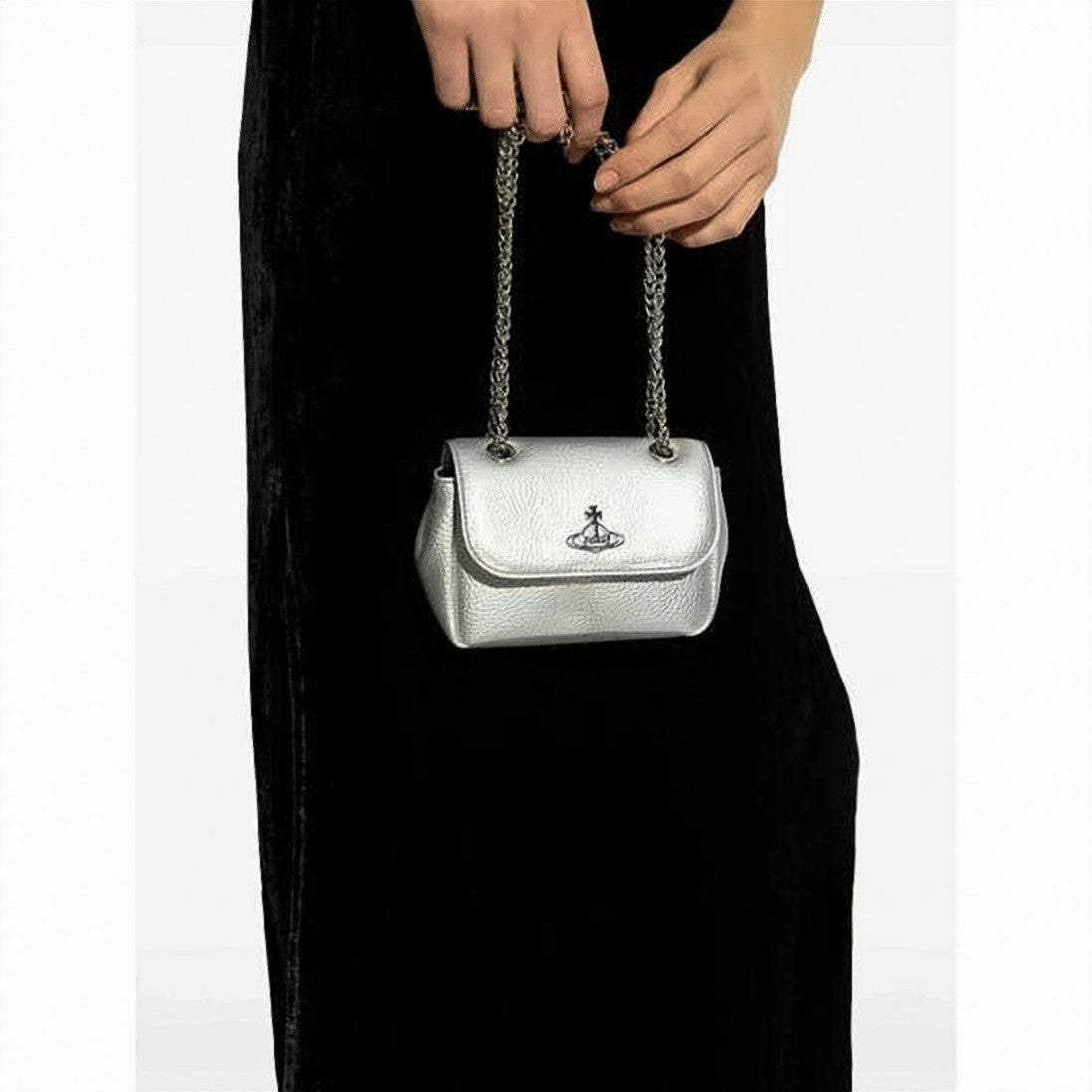 Vivienne Westwood Textured Synthetic Leather Crossbody Bag With Silver-Tone Orb Emblem