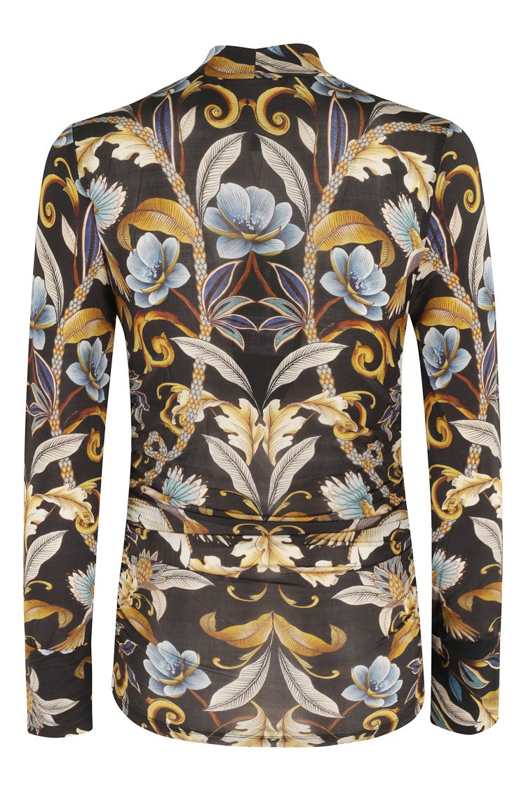 Farm Rio Multicolor Pattern Long Sleeve Blouse