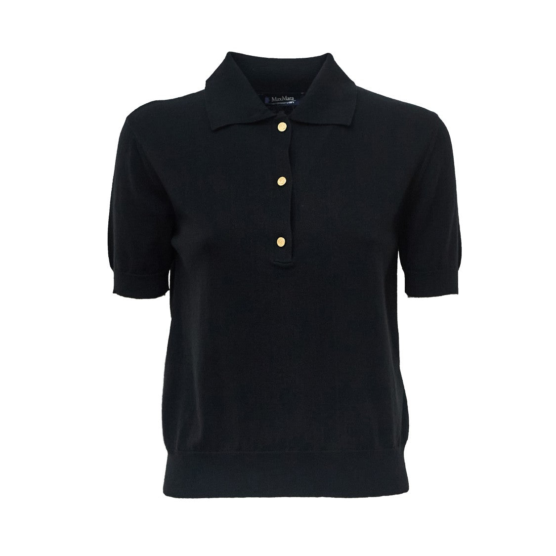 Max Mara Short-Sleeved Polo Top With Gold Button Placket