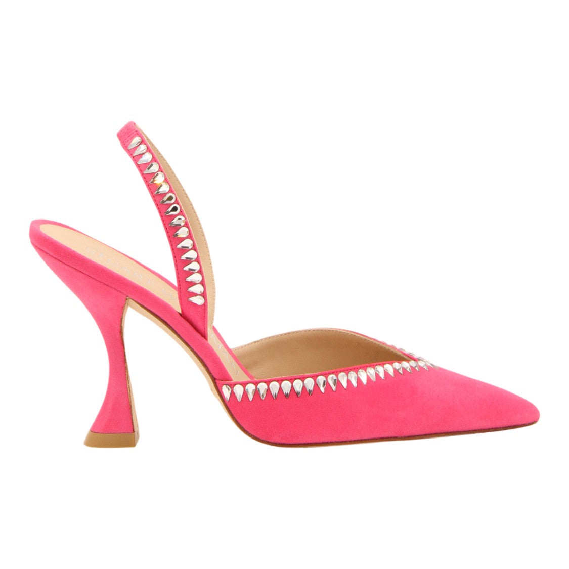 Stuart Weitzman Vibrant Pink High-Heeled Slingback Shoe With Sculptural Heel