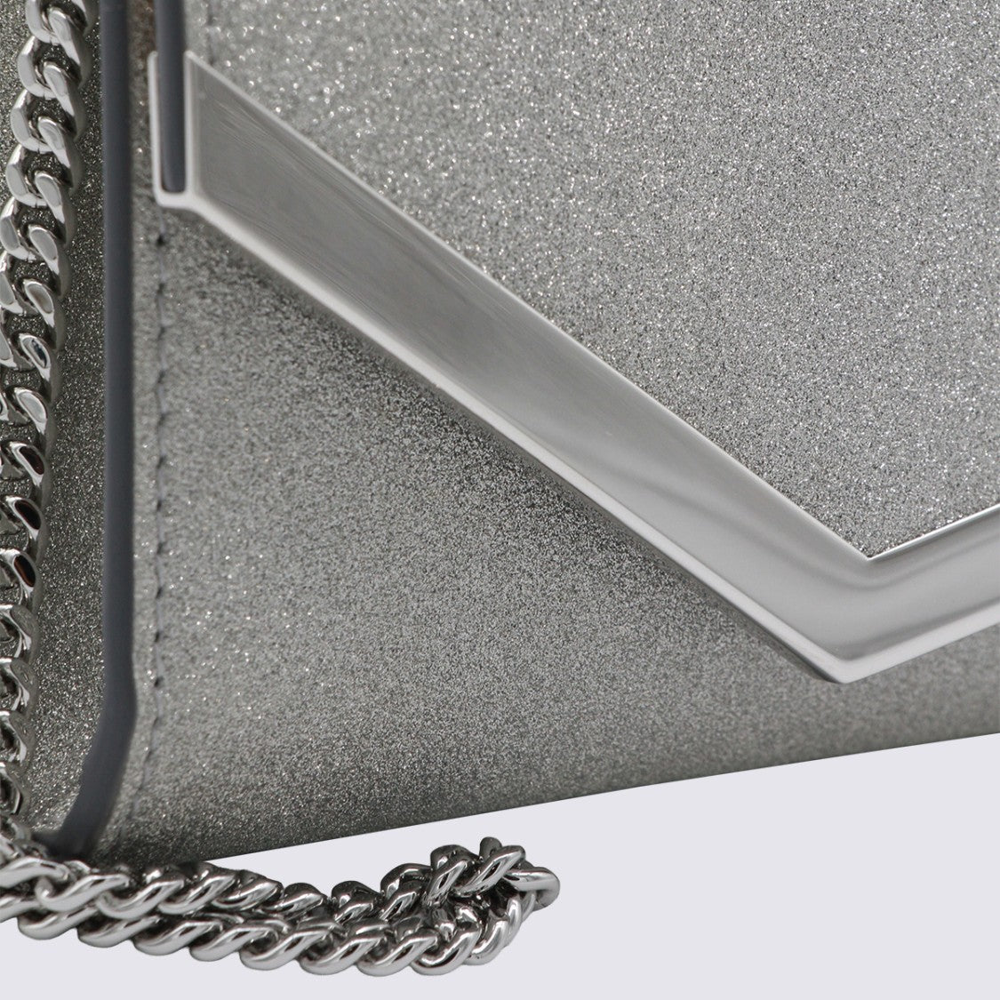 Jimmy Choo Rectangular Silver Bag With Metallic V-Shape Accent