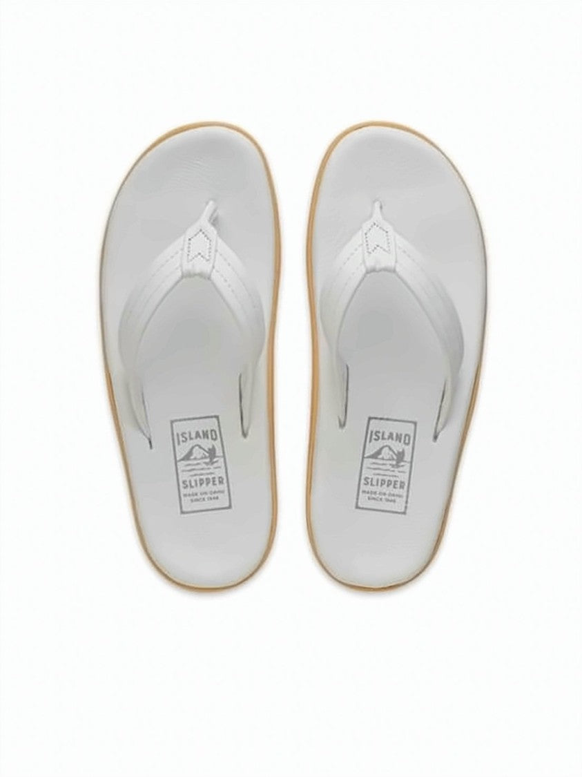Island Slipper Minimalist Leather Thong Sandals With Textured Rubber Outsole
