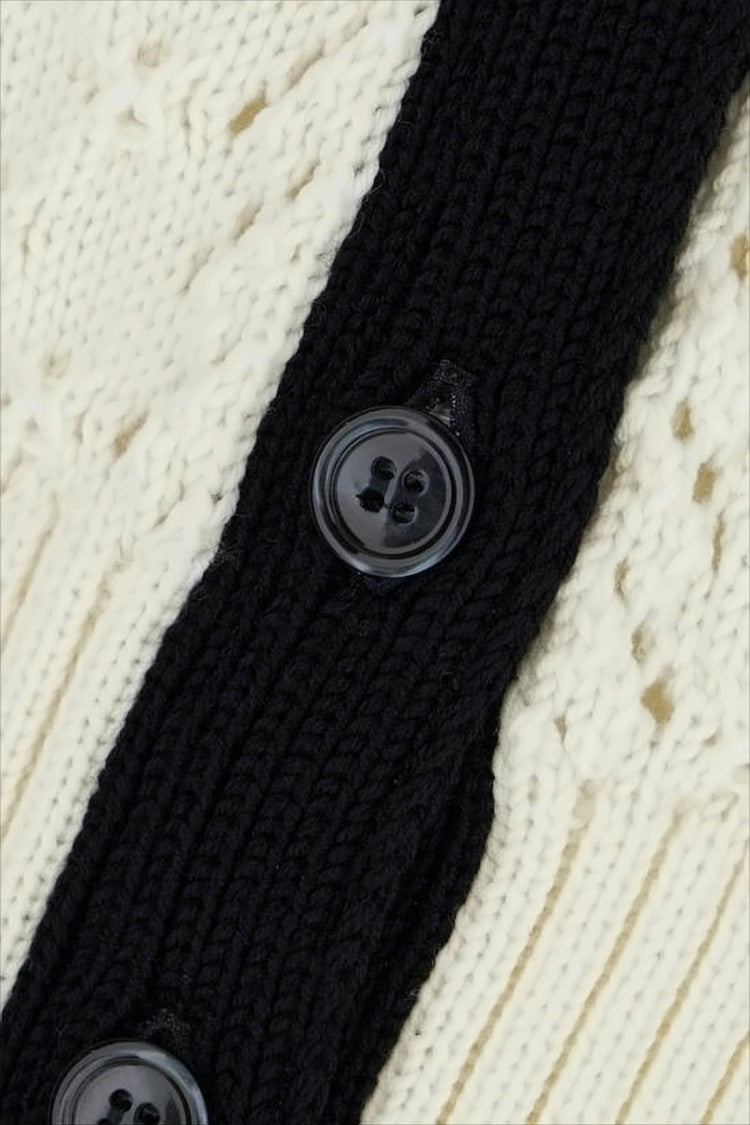 Thom Browne Cropped Open-Knit Cardigan With Striped Cuff Details