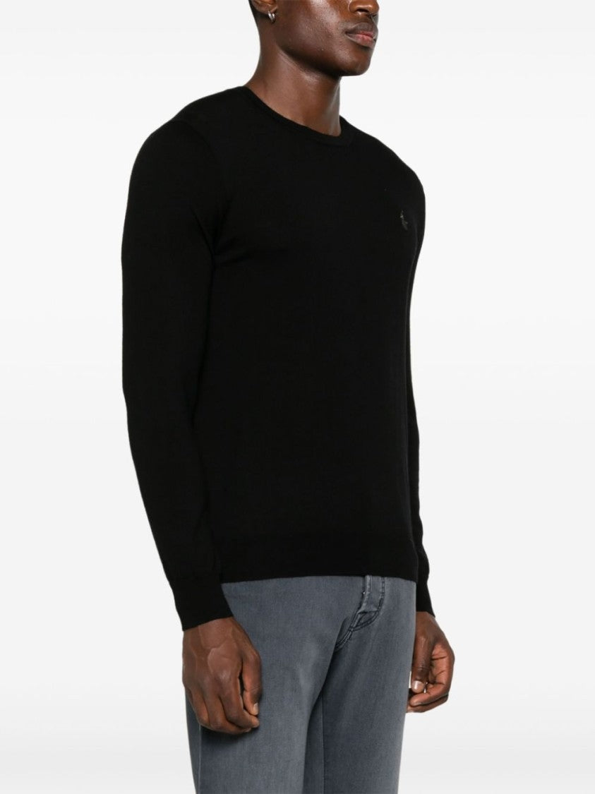 Polo Ralph Lauren Black Ribbed Knit Wool Sweater