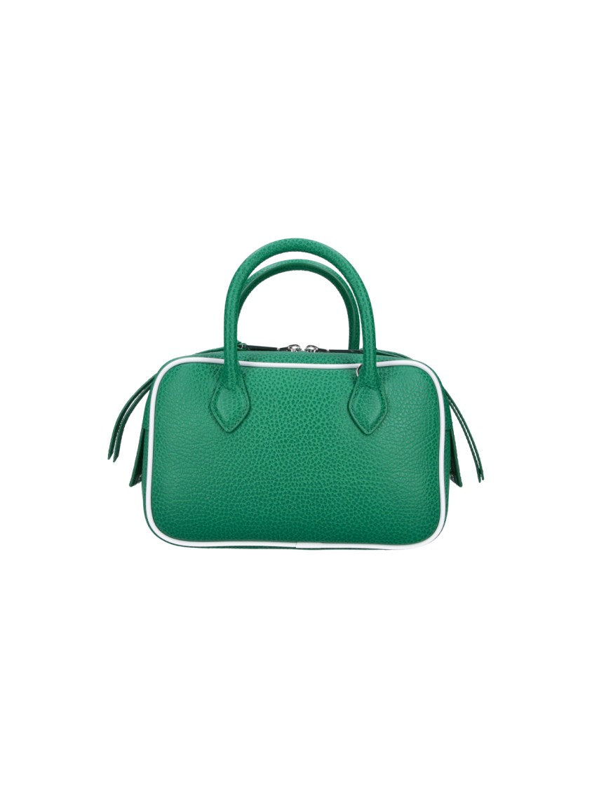 Lacoste Green Textured Leather Rectangular Shoulder Bag