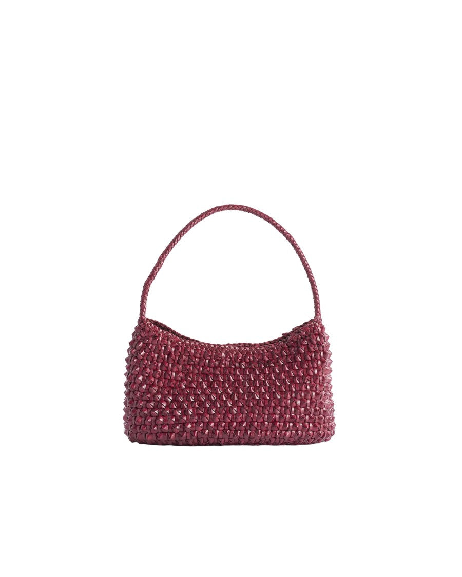 Dragon Diffusion Basil Cactus Bordo Woven Leather Shoulder Bag