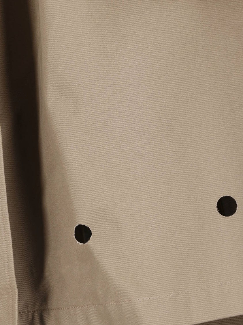 Mm6 By Maison Margiela Mid-Length Beige Jacket With Classic Collar And Button Details