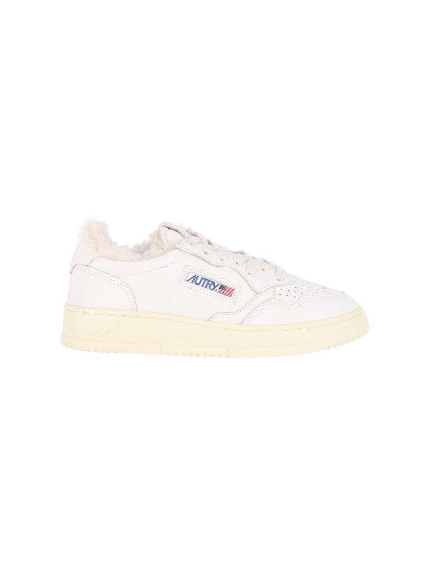 Autry White Goatskin Medalist Low-Top Sneakers