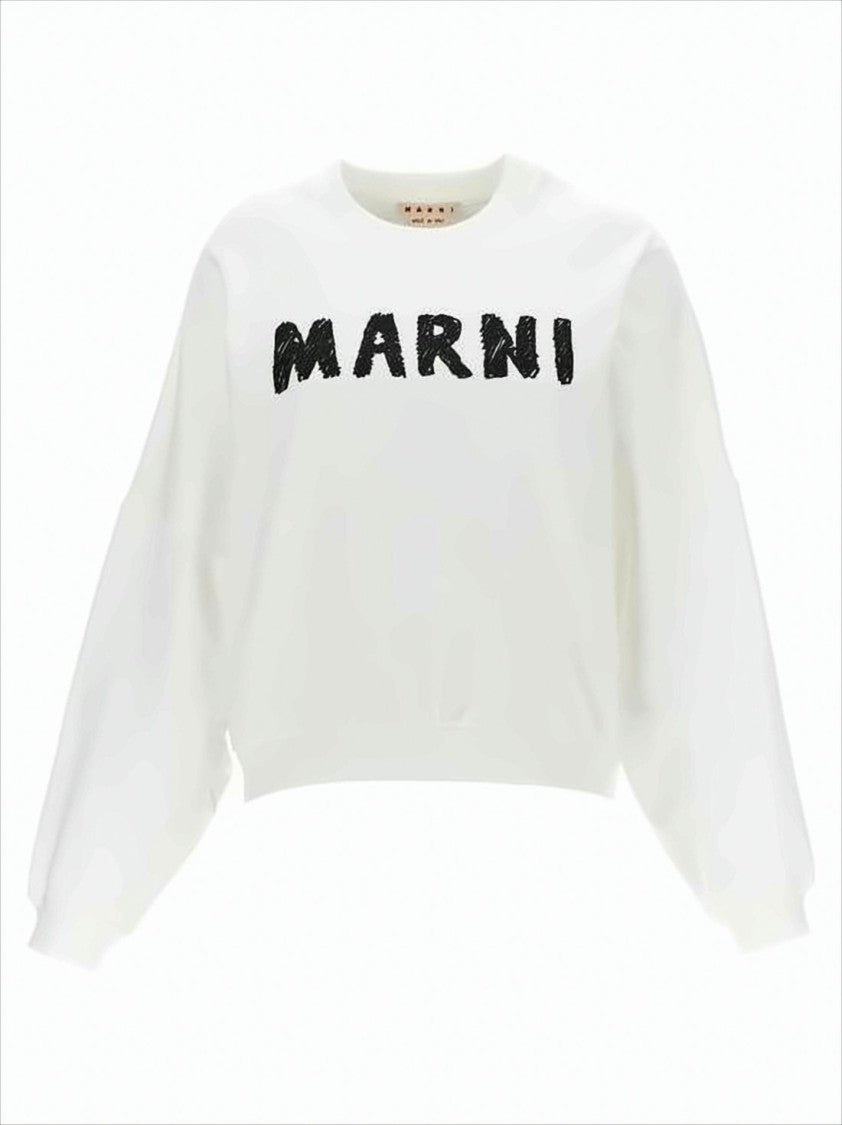 Marni Relaxed Fit Long-Sleeve T-Shirt With Textured Lettering