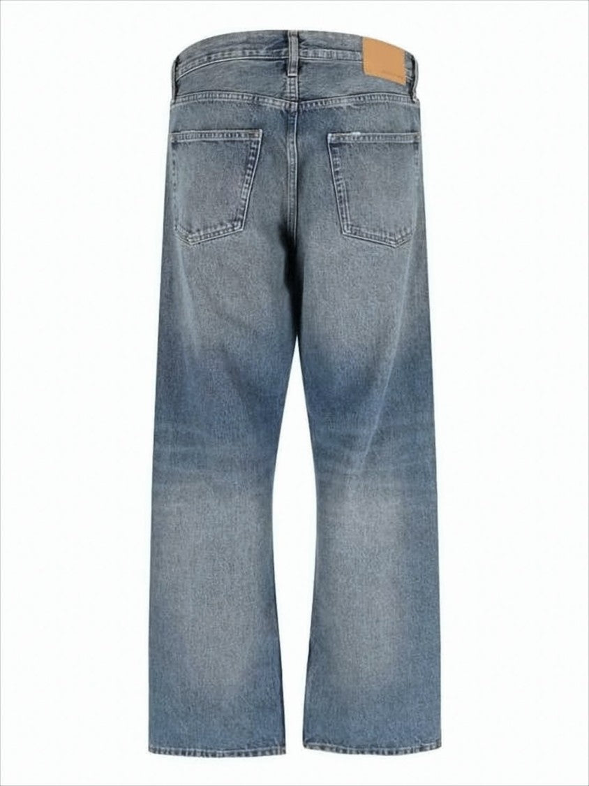 Sunflower Relaxed Wide-Leg Denim Pants With Faded Wash