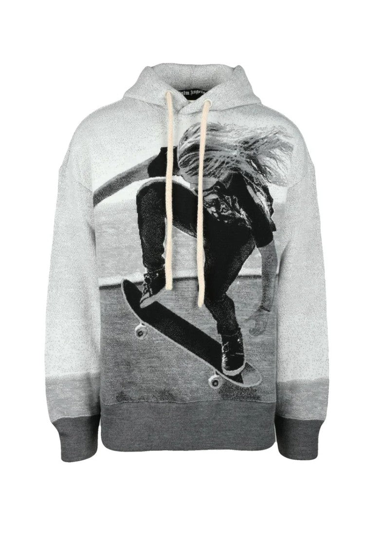 Palm Angels Grayscale Photographic Print Knit Sweatshirt