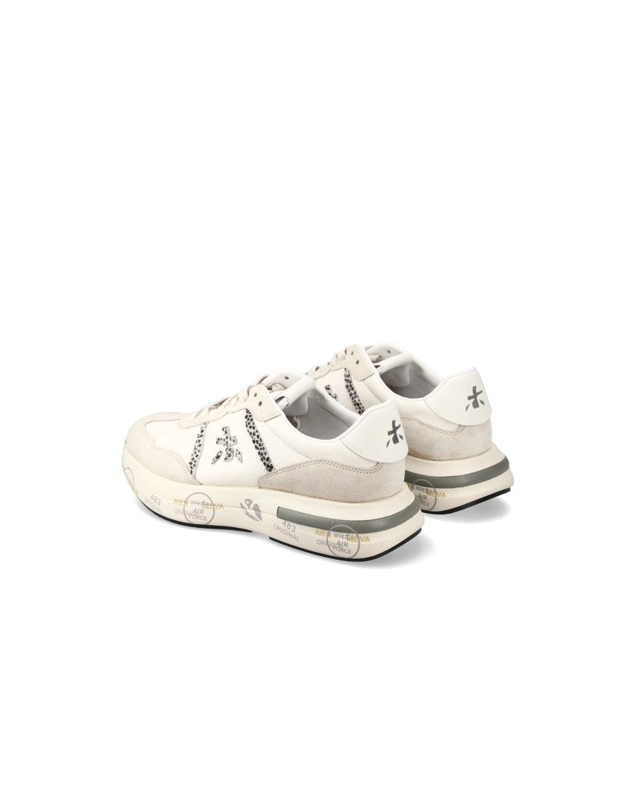 Premiata Ivory Leather Low-Top Sneakers