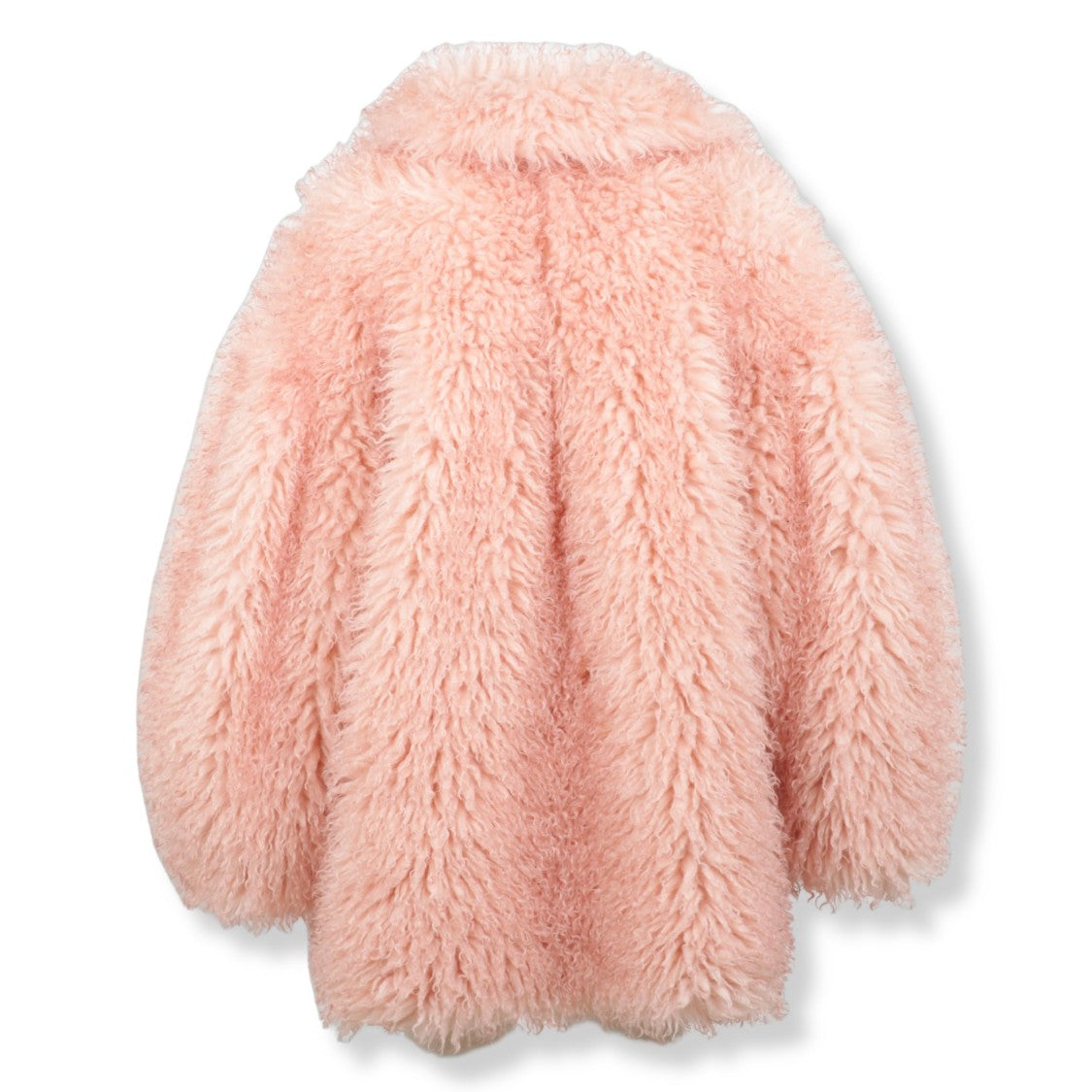 Ganni Plush Alternative Fur Midi Coat With Voluminous Silhouette