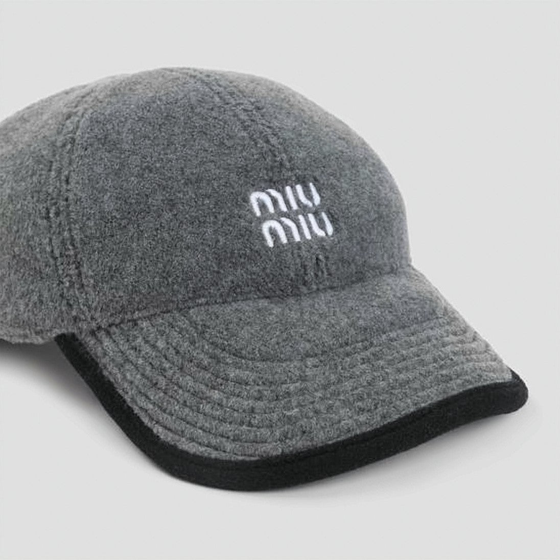Miu Miu Textured Grey Baseball Cap