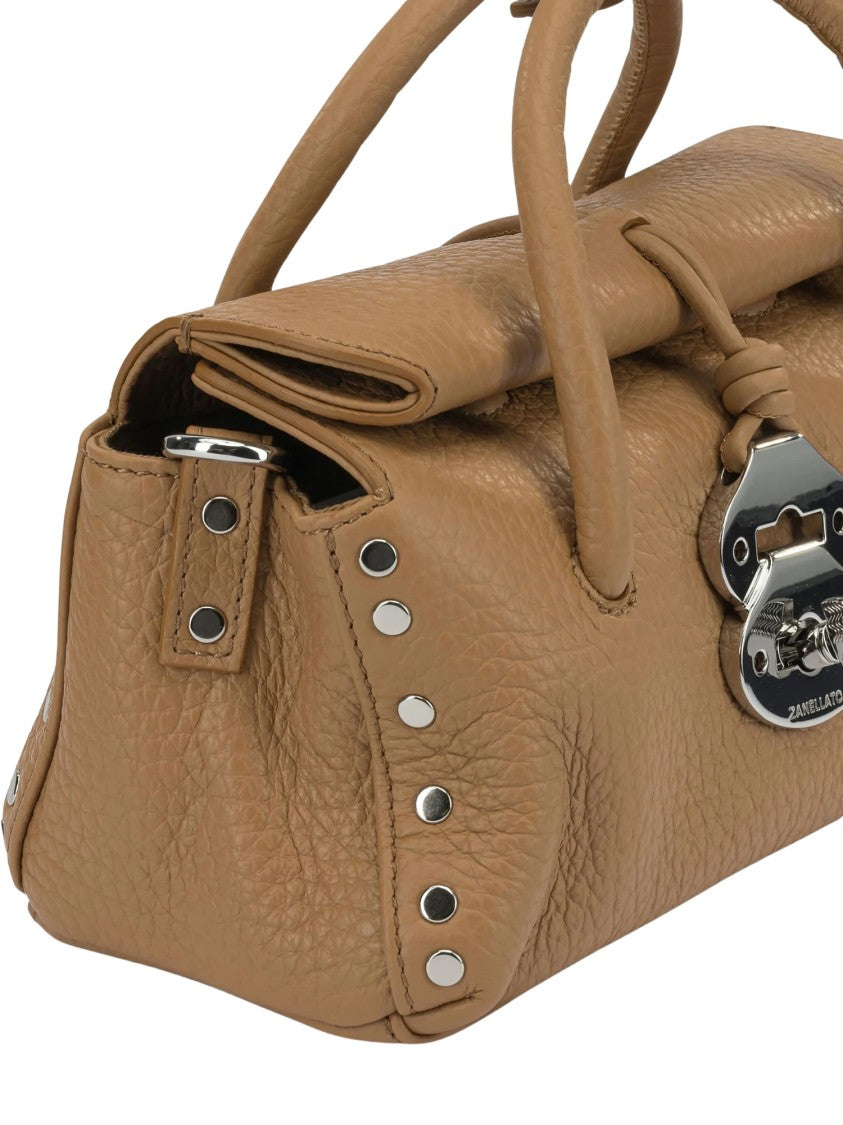 Zanellato Textured Leather Studded Tote Bag With Turn-Lock Closure