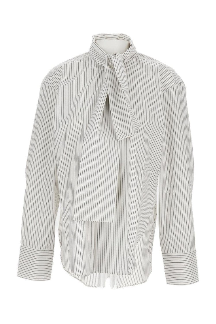 Plan C Striped Cotton Shirt With Front Closure