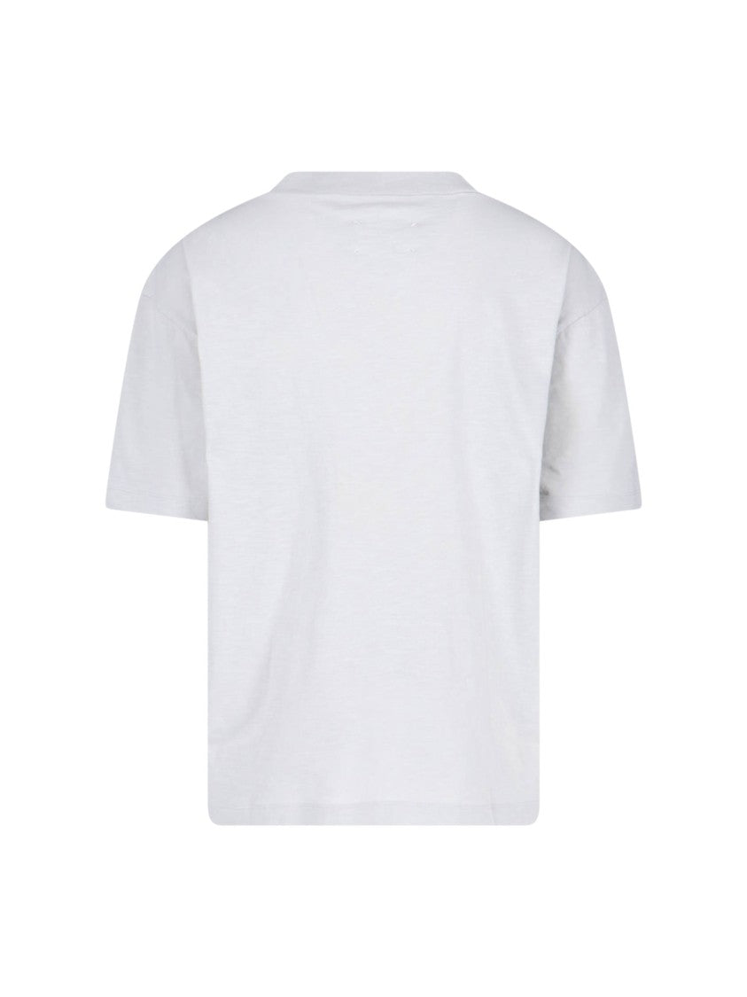 Maison Margiela Grey Cotton Crew Neck T-Shirt With Contrast Logo