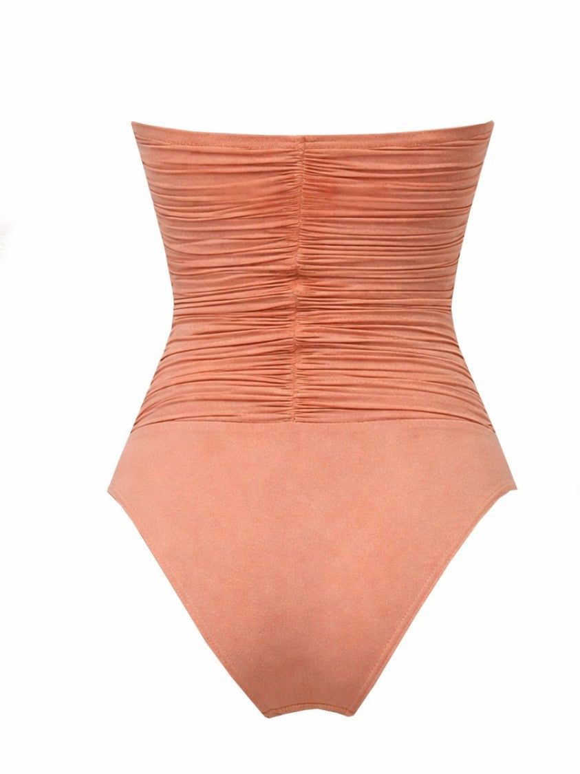 Zimmermann Coco Bow Detail Metallic One-Piece Swimsuit