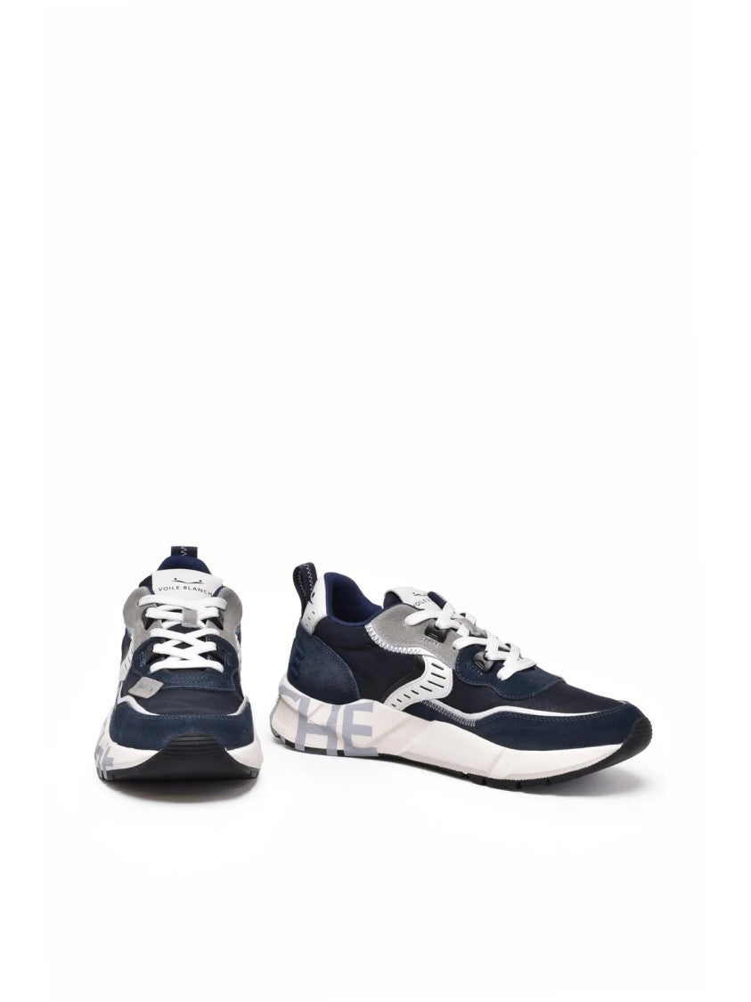 Voile Blanche Blue Patchwork Leather-Blend Sneakers
