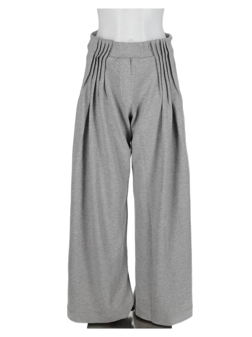 Dries Van Noten Grey Cropped Pleated Wide-Leg Pants