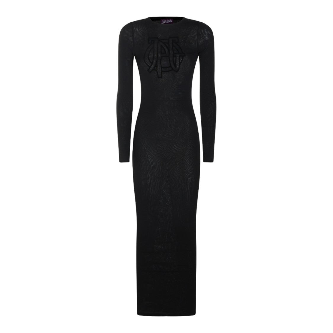 Jean Paul Gaultier Long Form-Fitting Dress With Textured Pattern And Signature Logo