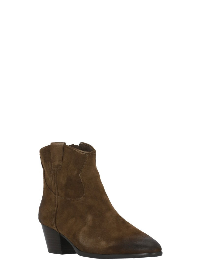 Ash Brown Fame Arrow-Toe Suede Boots