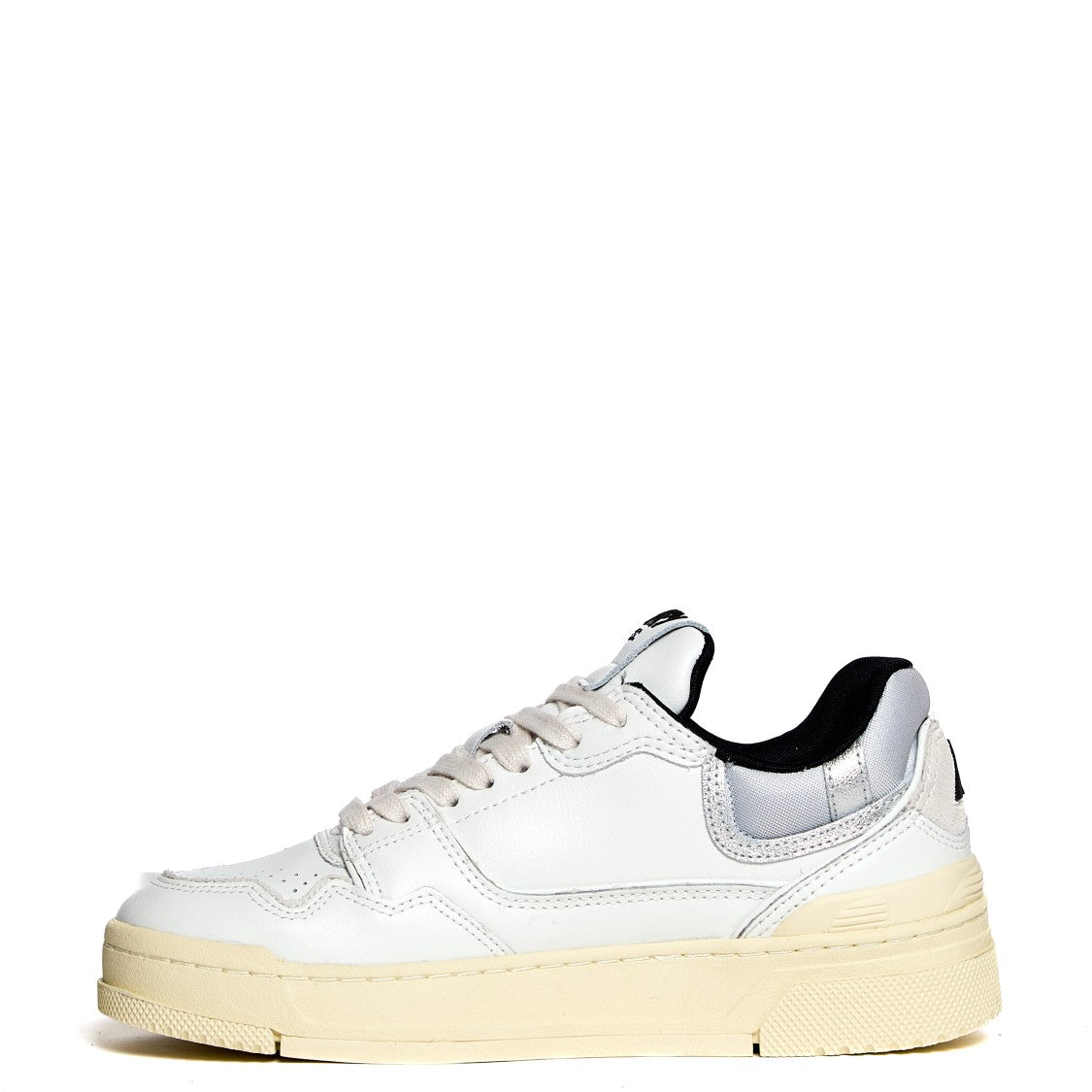 Autry Chic White And Silver Sneakers With Chunky Sole
