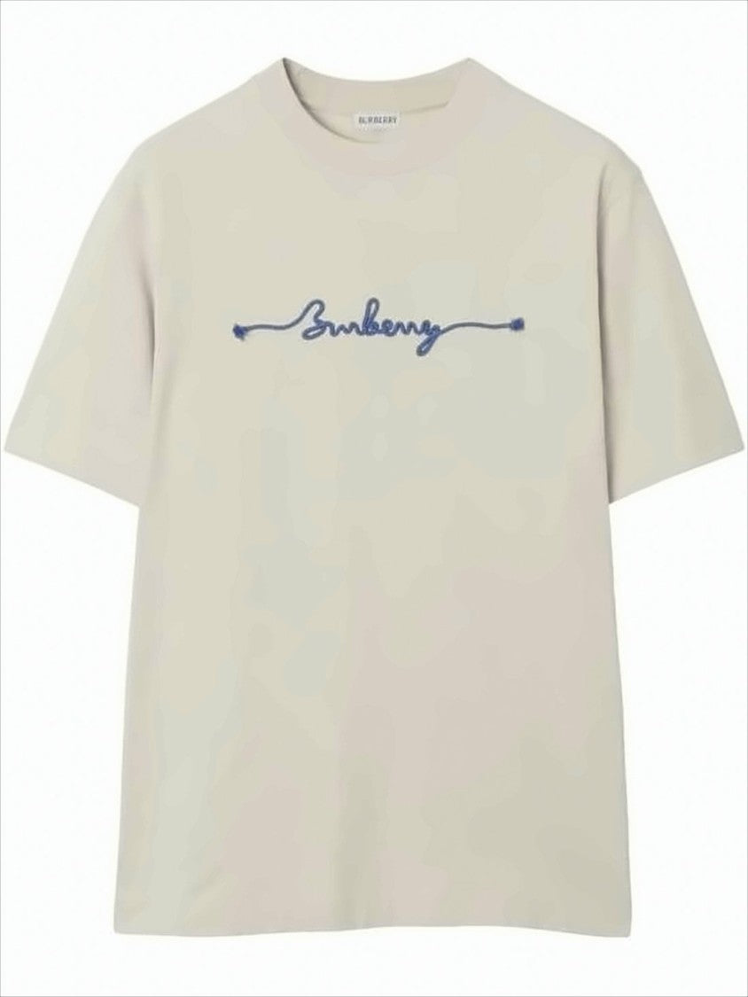 Burberry Soft Light Beige T-Shirt With Embroidered Script